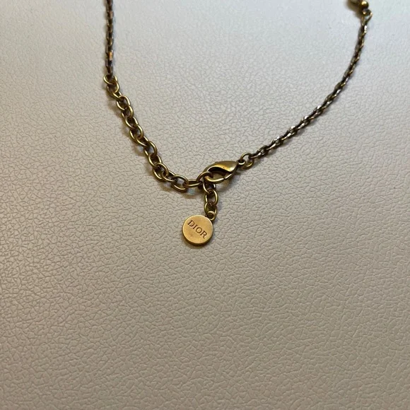 Christian Dior Metal Pearl Crystal J'Adior Choker Necklace Antique Gold womens - Picture 3 of 6